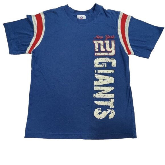 NFL TEAM APPAREL NY Giants T-Shirt Unisex Kids Large (12-14) Blue Short Sleeves - Picture 1 of 8